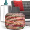 Pemberly Row Contemporary Round Pouf in Multi-Color Braided Jute and Cotton view 2