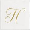 100 Monogram Letter H Cocktail Napkins Gold Foil Initial Disposable Paper Elegant Personalized Beverage Napkins Wedding Party Tableware view 1