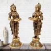 Mohan Jodero Brass Deep Laxmi, Brass Devi Holding Diya Set of 2 view 1