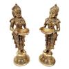 Mohan Jodero Brass Deep Laxmi, Brass Devi Holding Diya Set of 2 view 3