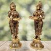 Mohan Jodero Brass Deep Laxmi, Brass Devi Holding Diya Set of 2 view 4
