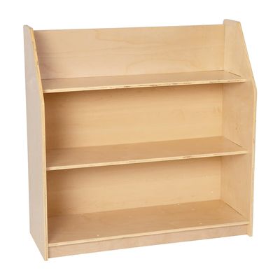 Flash Furniture Hercules 3 Shelf Commercial Book Case with Safe, Kid Friendly Curved Edges - 31.5" H Natural Wooden Bookshelf - Daycare, Classroom, Playroom Storage