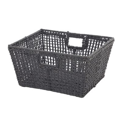 CosmoLiving by Cosmopolitan Cotton Handmade Storage Basket with Handles, 19" x 16" x 10", Gray
