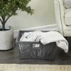 CosmoLiving by Cosmopolitan Cotton Handmade Storage Basket with Handles, 19" x 16" x 10", Gray view 2