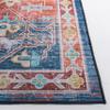 SAFAVIEH Washable Rug Tucson Collection - 6' Square, Blue & Rust, Slip Resistant & Easy to Clean, Ideal for Living Room, Bedroom, Dining Space (TSN116M) view 3