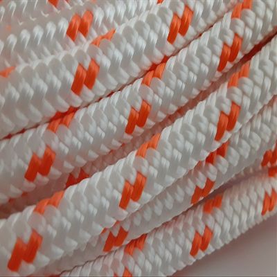 Valley Rope 5/16 x 150 ft.Double Braid-Yacht Braid Polyester Rope Hank.White/Orange