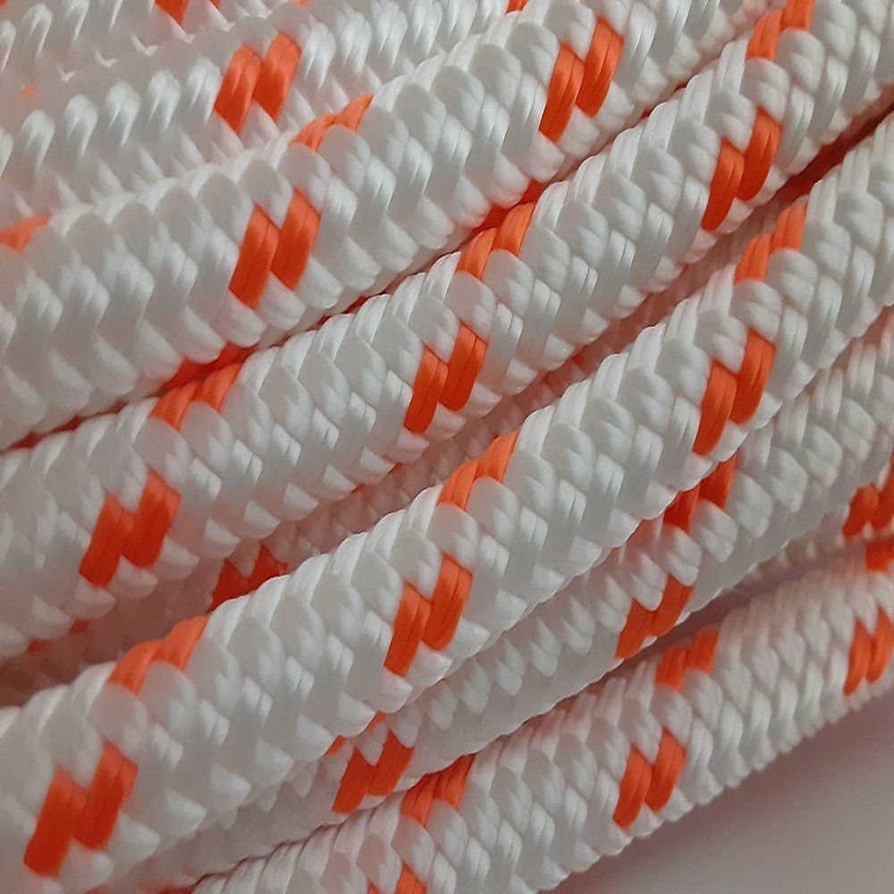 Valley Rope 5/16 x 150 ft.Double Braid-Yacht Braid Polyester Rope Hank.White/Orange