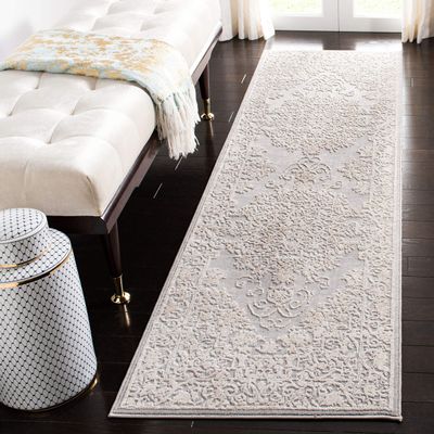 SAFAVIEH Reflection Collection Runner Rug - 2'3" x 14', Light Grey & Cream, Non-Shedding & Easy Cleaning, Ideal for Living Room, Bedroom (RFT664C)