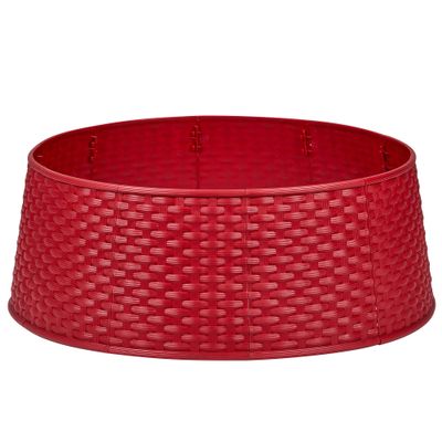 25.5" Red Rattan Pattern Large Christmas Tree Collar