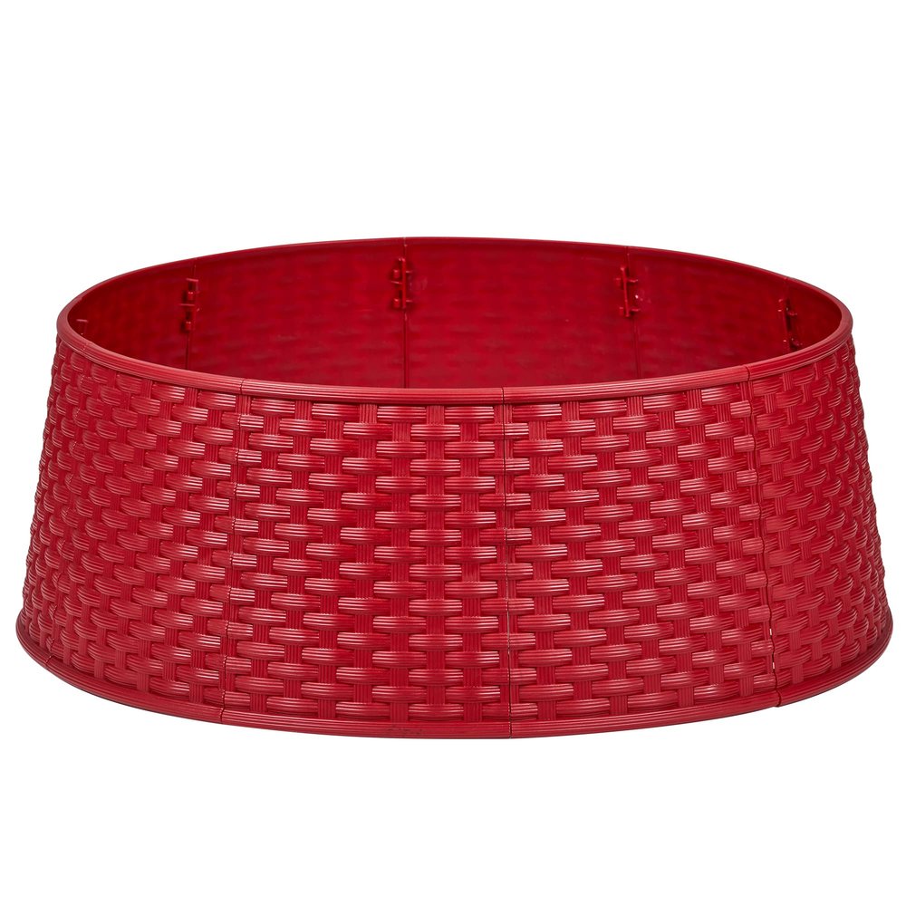 25.5" Red Rattan Pattern Large Christmas Tree Collar