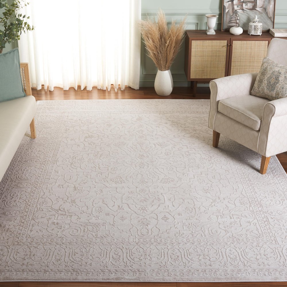 SAFAVIEH Area Rug 8' Square - Reflection Collection - Large - Cream & Ivory, Non-Shedding & Easy Cleaning, Ideal for Living Room, Bedroom, Dining Space (RFT670D)
