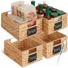 Best Choice Products Set of 4 9x12in Water Hyacinth Pantry Baskets, Woven Organizers w/Chalkboard Label, Chalk Marker - Natural view 1