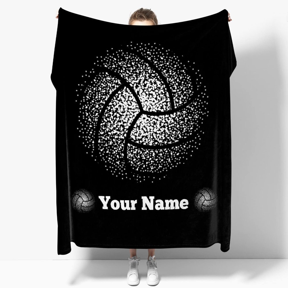 ARAHANT Personalized Blanket with Name for Girl and Boy, Custom Volleyball Custom Text Throw Blanket, Good Birthday Gift, 120" x 90" for Family