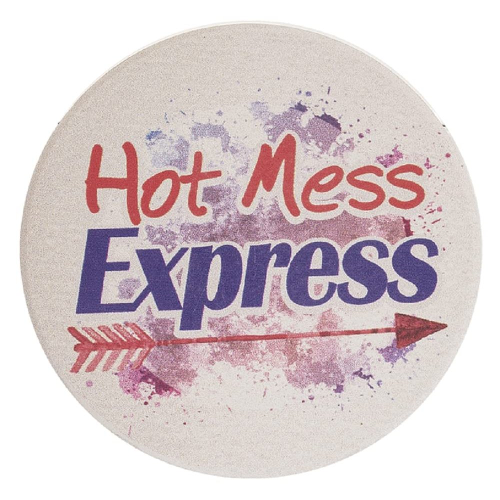 Ganz Hot Mess Express Car Coaster, 3-inch Diameter, Dolomite