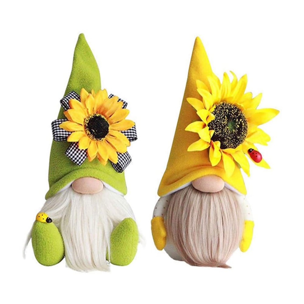 HOKITANS Gnome Plush Decorations for Home, Spring Summer Sunflower Gnome Decor, Handmade Faceless Plush Doll, Easter Gnomes Ornaments for Home Office Festival Decor (Yellow+Green)