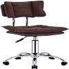 LSHAOBO 360 Swivel Office Chair with Backrest,Home Stool Armless Hydraulic Adjustable Height,Leather Cushion,for Drafting Studio (Color:Brown) view 1