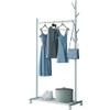 SHATONG Coat Rack 2-in-1 Coat Rack Rolling Garment Rack with Bottom Shelves and Side Hooks,freestanding Clothes Hanging Rack with Shelves for Hanging Coats,Jackets,Hats,Bags,Umbrellas view 1