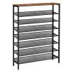 HOOBRO 8 Tier Shoe Rack, 39.4"L Shoe Shelf, Large Capacity Shoe Storage Organizer for 30+ Pairs of Shoes, Front Door Entrance, Entryway, Hallway, Closet, Space Saver, Rustic Brown and Black BF118XJ01 view 1