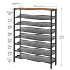 HOOBRO 8 Tier Shoe Rack, 39.4"L Shoe Shelf, Large Capacity Shoe Storage Organizer for 30+ Pairs of Shoes, Front Door Entrance, Entryway, Hallway, Closet, Space Saver, Rustic Brown and Black BF118XJ01 view 2