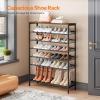 HOOBRO 8 Tier Shoe Rack, 39.4"L Shoe Shelf, Large Capacity Shoe Storage Organizer for 30+ Pairs of Shoes, Front Door Entrance, Entryway, Hallway, Closet, Space Saver, Rustic Brown and Black BF118XJ01 view 3