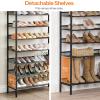 HOOBRO 8 Tier Shoe Rack, 39.4"L Shoe Shelf, Large Capacity Shoe Storage Organizer for 30+ Pairs of Shoes, Front Door Entrance, Entryway, Hallway, Closet, Space Saver, Rustic Brown and Black BF118XJ01 view 4