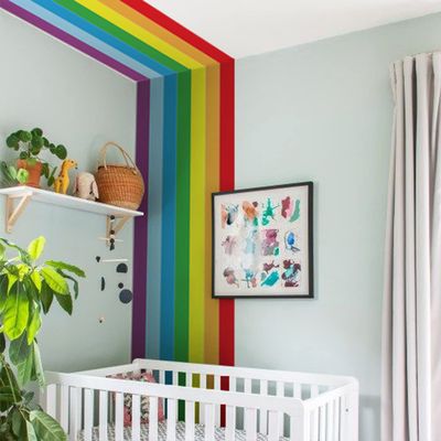 astrkiz Colorful Bold Rainbow Wall Border Stickers Peel and Stick, Self Adhesive PVC Rainbow Wall Waist Sticker Rainbow Decals for Kids Room Playroom Door, 125.98" x 15.75"