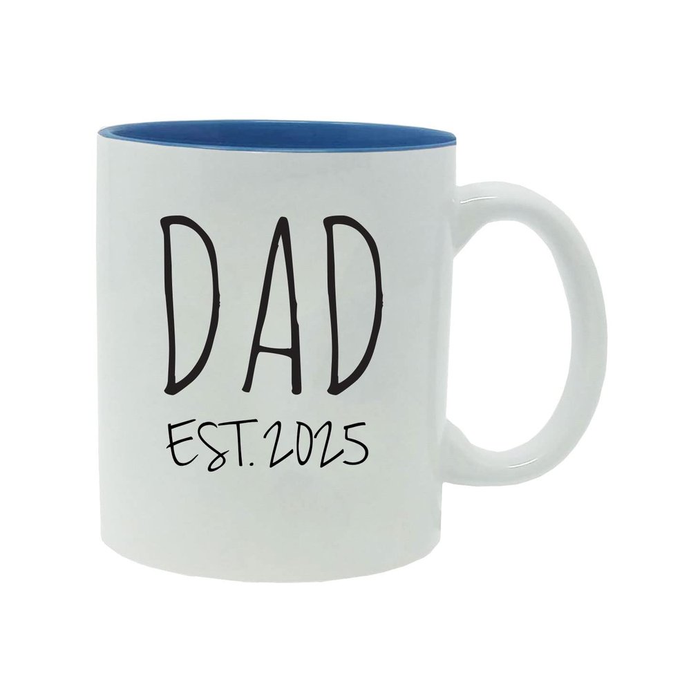 CustomGiftsNow Dad Established Est. 2025 11-Ounce 11 oz Ceramic White Coffee Cup Mug with Gift Box