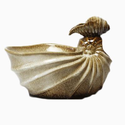 YYDS Tabletop Water Fountains Conch Ceramic Tabletop Fountain  Zen Meditation Tabletop Decorative Waterfall Kit with Submersible Pump for Office and Home Decor Indoor Fountain (Color : Natural)