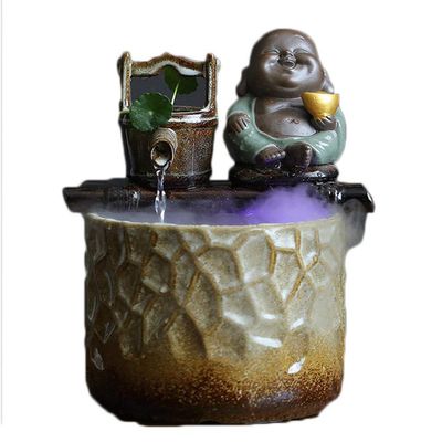 Tabletop Water Fountains Opening Gifts Ceramic Tabletop Water Fountain - Indoor Zen Desktop Relaxing Water Feature - Interior Spa and Yoga Decoration Indoor Fountain (Color : A)