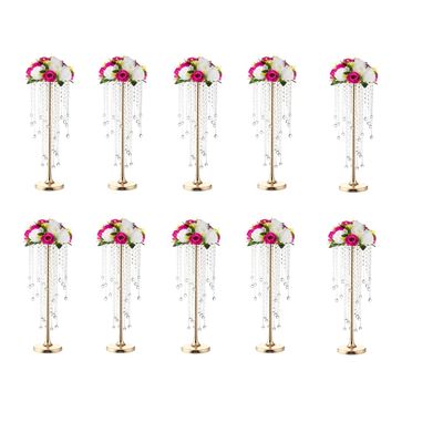 10pcs Crystal Centerpieces for Tables Gold Flower Stand for Wedding Party Centerpiece Decoration Home Decor