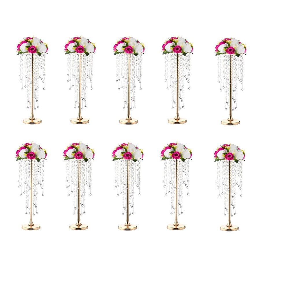 10pcs Crystal Centerpieces for Tables Gold Flower Stand for Wedding Party Centerpiece Decoration Home Decor