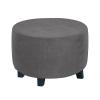 Aliuciku Velvet Round Ottoman Slipcover, Stretch Removable Footstool Dustproof Stool Cover (Color : Grey, Size : XL 75-82cm) view 1