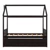 Solid Wood Twin Size House Bed with Roof/Trundle/3 Storage Drawers, Platform Bed Sofa Bed for Bedroom Furniture, Living Room, No Box Spring Needed, Can Be Decorated (Espresso-THD) view 4