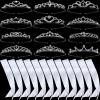 Juinte 12 Set Crown and Sashes Set Blank Satin Sashes for Pageants Rhinestone Prom Queen Tiara Crown White Blank DIY for Birthday Holiday Wedding Bridal Shower Prom Party Supplies(White, Silver) view 1