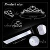 Juinte 12 Set Crown and Sashes Set Blank Satin Sashes for Pageants Rhinestone Prom Queen Tiara Crown White Blank DIY for Birthday Holiday Wedding Bridal Shower Prom Party Supplies(White, Silver) view 2