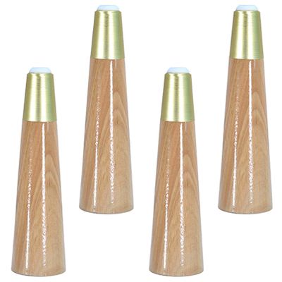 LUOFDCLDDD Furniture LegsPack of 4 Solid Woodniture Parts Sofa Legs,Woodenniture Legs,Tapered Replacement Feet,With Brass Feet,With Mounting Plate and Screws,For Sofa Bed Cabinet,Wood Color/Straight/