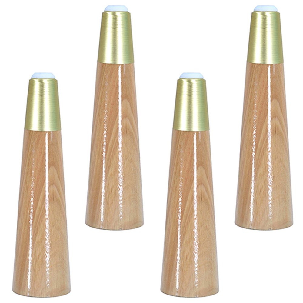 LUOFDCLDDD Furniture LegsPack of 4 Solid Woodniture Parts Sofa Legs,Woodenniture Legs,Tapered Replacement Feet,With Brass Feet,With Mounting Plate and Screws,For Sofa Bed Cabinet,Wood Color/Straight/