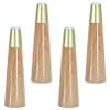 LUOFDCLDDD Furniture LegsPack of 4 Solid Woodniture Parts Sofa Legs,Woodenniture Legs,Tapered Replacement Feet,With Brass Feet,With Mounting Plate and Screws,For Sofa Bed Cabinet,Wood Color/Straight/ view 1