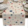 Independence Day Table Runner Red and Blue Stars July 4th Non-Slip Table Cloth Setting Kitchen Decor Patriotic Star American Flag Tablecloth Runner for Table Kitchen Party Decoration 16x72 inches view 1