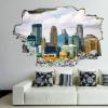 3D Broken Wall Stickers Stickers Downtown Minneapolis, Minnesota on A Cloudy Day 36 x 24 Inch Removable Wall Decal, Peel and Stick Landscape Wall Decor for Bedroom Living Room, Mural Art for Kids Boy view 1