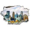 3D Broken Wall Stickers Stickers Downtown Minneapolis, Minnesota on A Cloudy Day 36 x 24 Inch Removable Wall Decal, Peel and Stick Landscape Wall Decor for Bedroom Living Room, Mural Art for Kids Boy view 2