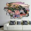 3D Broken Wall Stickers Stickers Lisbon, Portugal Skyline with So Jorge Castle 36 x 24 Inch Removable Wall Decal, Peel and Stick Landscape Wall Decor for Bedroom Living Room, Mural Art for Kids Boys view 1
