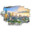 3D Broken Wall Stickers Stickers Atlanta City Skyline at Sunset in Georgia, USA(2) 36 x 24 Inch Removable Wall Decal, Peel and Stick Landscape Wall Decor for Bedroom Living Room, Mural Art for Kids B view 2