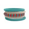 Pure Hands Handmade Seed Bead Bangles Set of 5 in Aquarelle Blue, Whisper White & Poinciana Red Encomium Goddess Studio | Japanese Beads | Womens Jewelry view 1