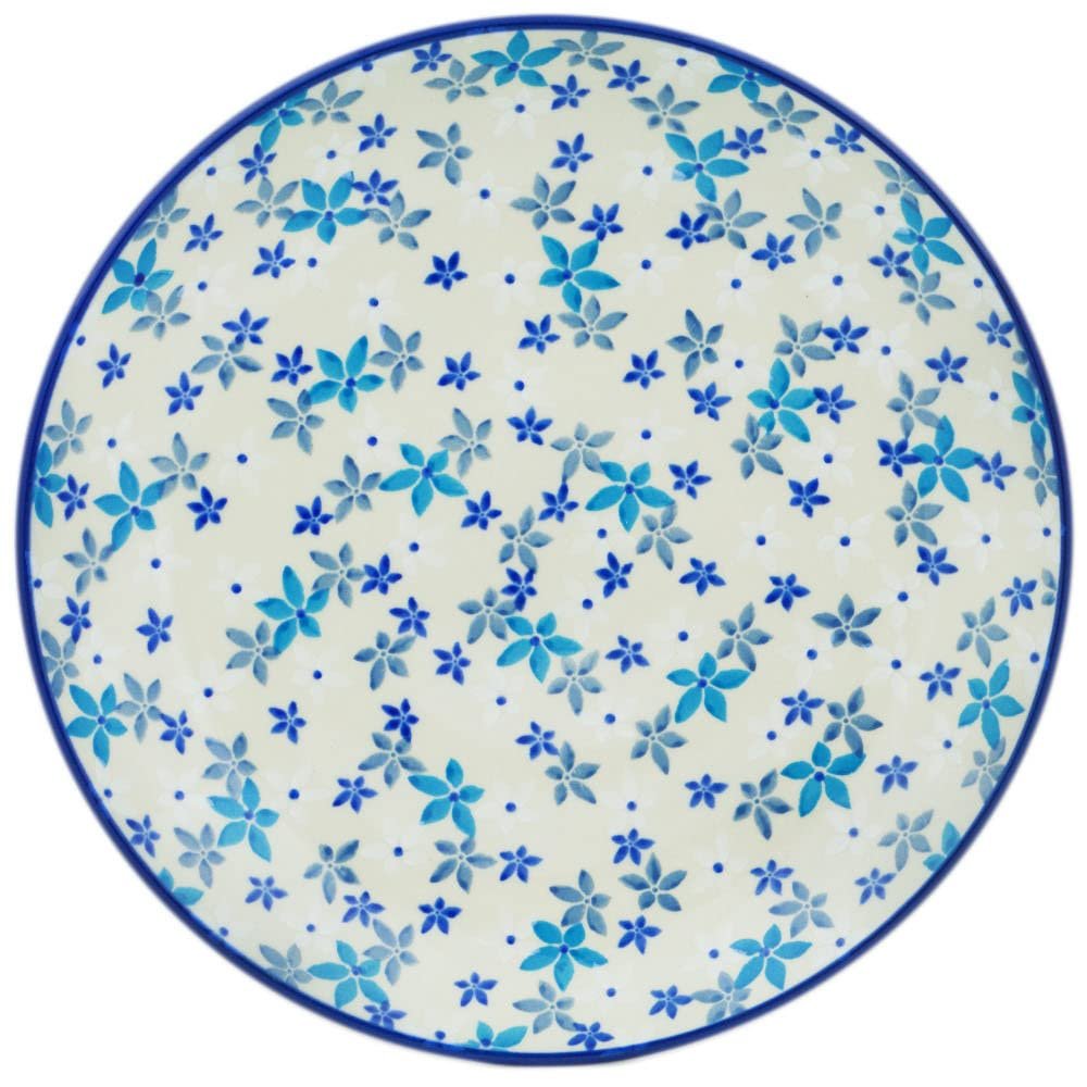 Polmedia Polish Pottery Dinner Plate - Blossoms In The Frost Pattern Handmade in Boleslawiec Poland by Ceramika Artystyczna + Certificate of Authenticity