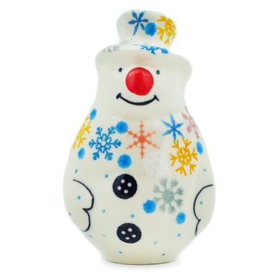Polmedia Polish Pottery Salt Shaker UNIKAT - Vintage Snow Fall Pattern Handmade in Boleslawiec Poland by Ceramika Artystyczna + Certificate of Authenticity