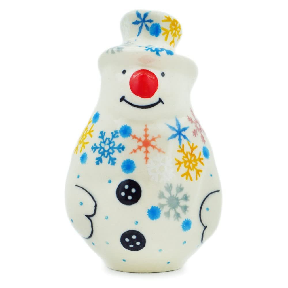 Polmedia Polish Pottery Salt Shaker UNIKAT - Vintage Snow Fall Pattern Handmade in Boleslawiec Poland by Ceramika Artystyczna + Certificate of Authenticity