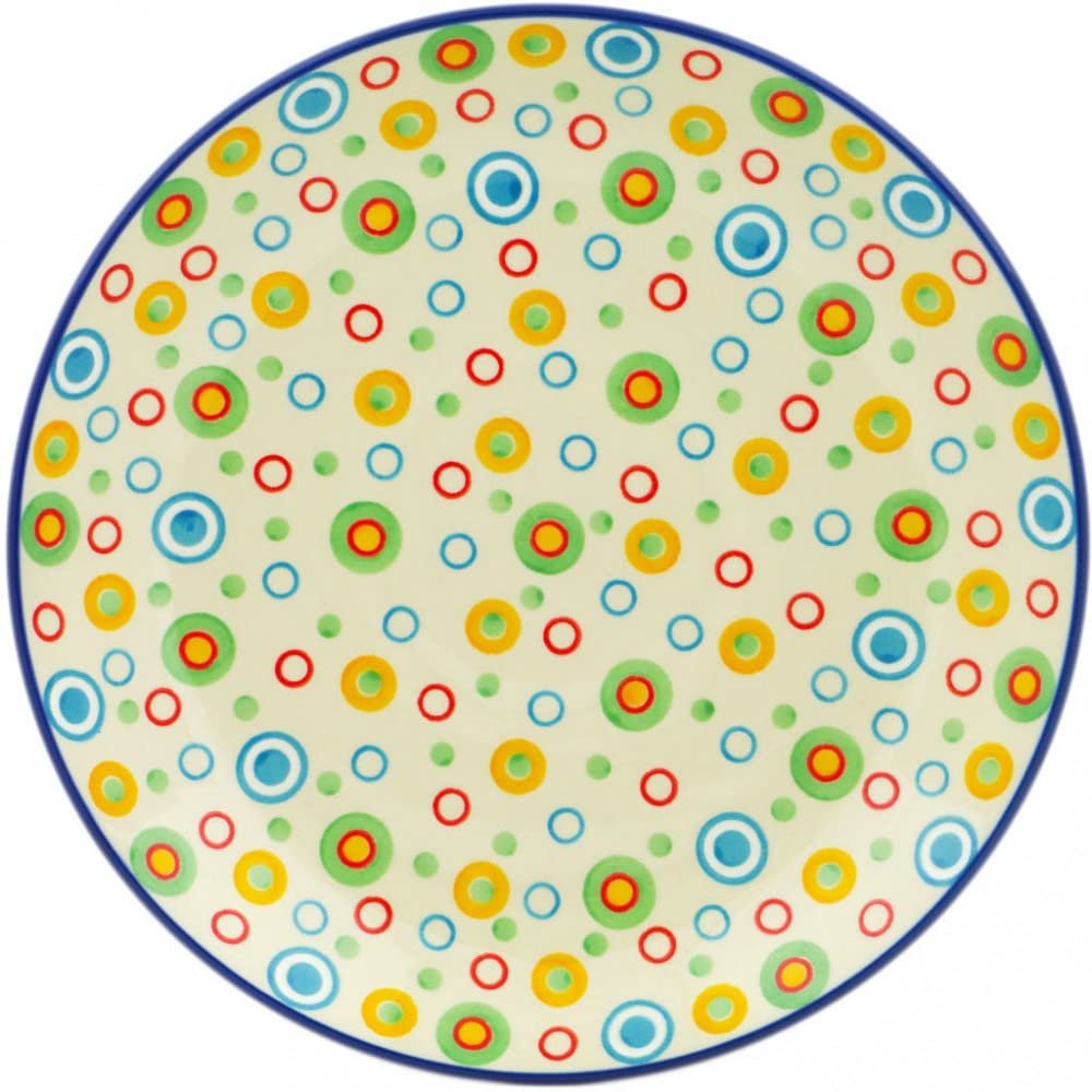 Polmedia Polish Pottery Dinner Plate UNIKAT - Retro Olives Pattern Handmade in Boleslawiec Poland by Ceramika Artystyczna + Certificate of Authenticity