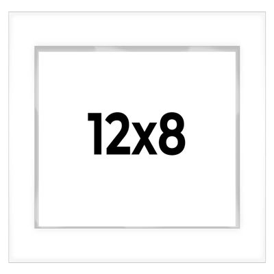 12x8 Shadow Box White Display Frame 1 Inch Deep | 1.5 Inch Wide Moulding | Includes Shatter Resistant Acrylic Plexiglass, Acid-Free Backing and Hanging Hardware