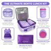 Bento Box with Stainless Steel Thermo, Insulated Lunch Bag, Ice Pack Set for Kids - 5 Compartments, Lunches or Snack Container for Girls, Toddlers Daycare Pre-School, Kindergarten Purple Unicorn view 2